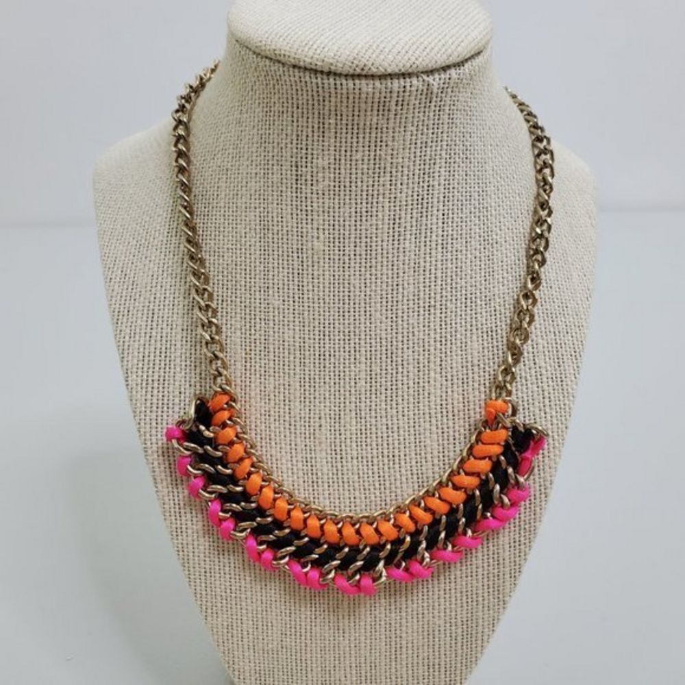 Chain Pink Necklace Orange Thick Statement‎ Gold To